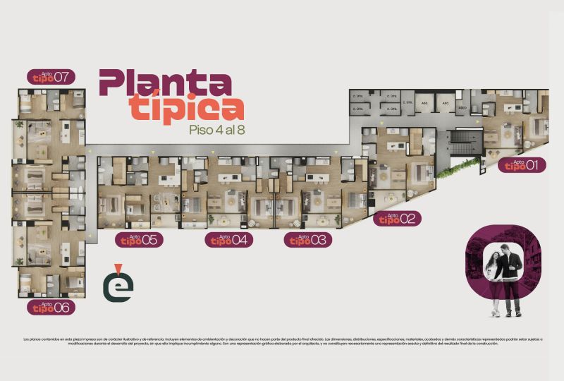 Planta típica, Apartamentos